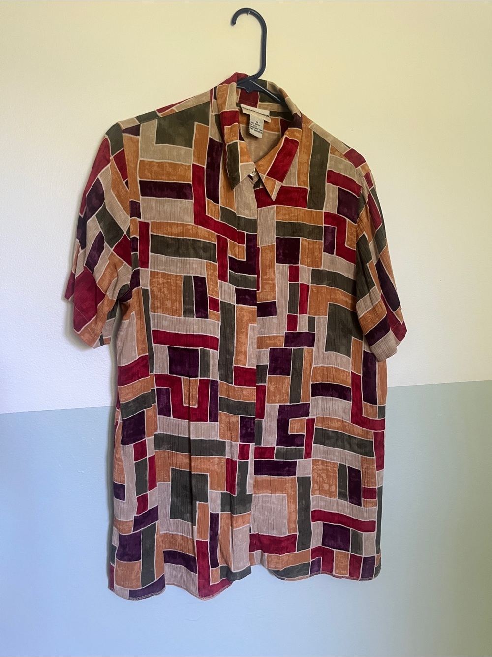 Alfred Dunner Short-Sleeve Button-Down Shirt - Burgundy, Olive, Tan, Emerald